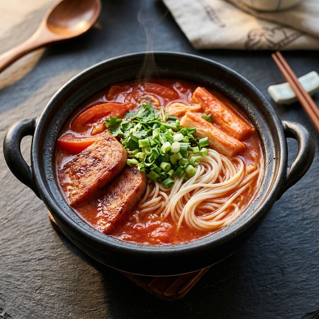 番茄蟹柳午餐肉米线 Tomato crabstick and luncheon meat rice noodles
